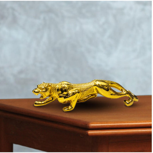 7 Inches Premium Quality Gold Plated JAGUAR SHOWPIECE for Car Desk Table Decor (204)