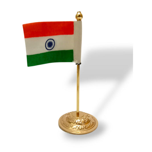 BRASS Indian NATIONAL Emblem with FLAG - BRASS - Republic of INDIA - Table Decor (2247)