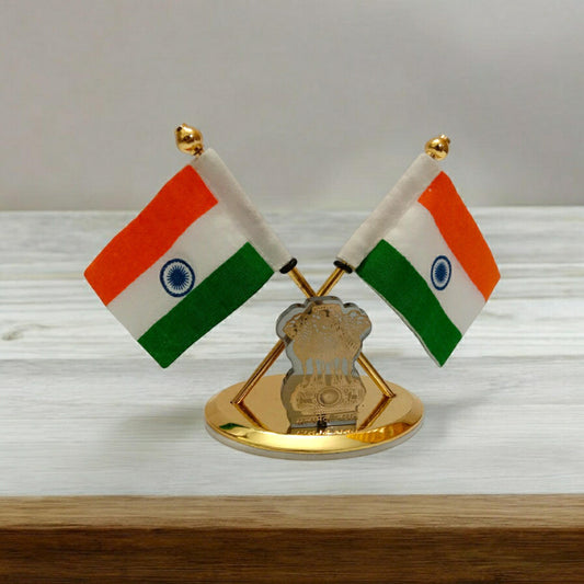BRASS India National FLAG Memento Sculpture Home Office Desk Artwork Showpiece Rare (2252)