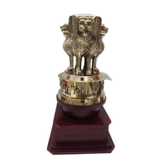 15" Brass Ashok Stambh Indian National Emblem | Ashoka Chakra Office Desk Memento (2282)