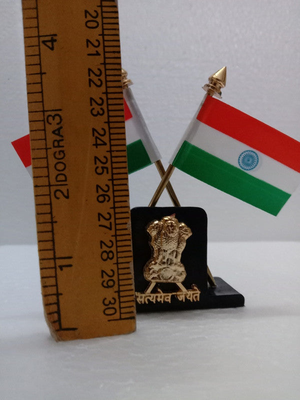 Indian NATIONAL Emblem with FLAG - BRASS - Republic of INDIA - Table Decor (2433)