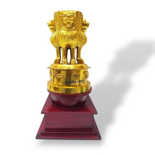 LARGE Ashok Stambh Pillar Indian National Emblem | Ashoka Chakra Office Desk Memento (2597)