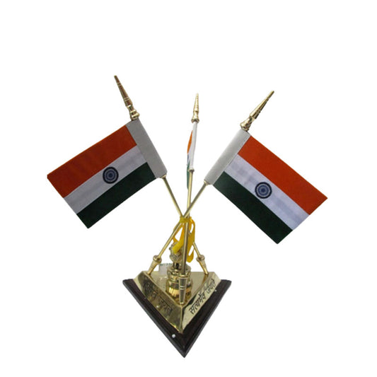 BRASS Indian NATIONAL FLAG Stand - Bharat- Republic of INDIA (2948) 
