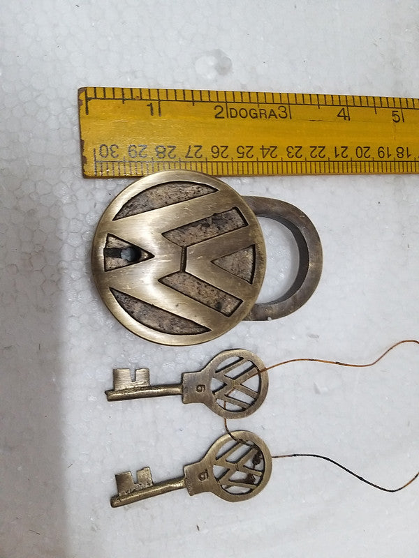 Working VOLKSWAGEN Texted Unique Brass Padlock With 2 Keys (3014)