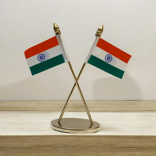 BRASS India National FLAG Memento Sculpture Home Office Desk Artwork Showpiece Rare (3773)