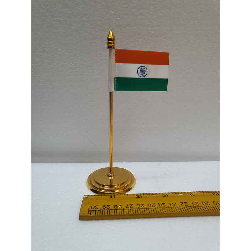 BRASS India National FLAG Memento Sculpture Home Office Desk Artwork Showpiece Rare  (3774)