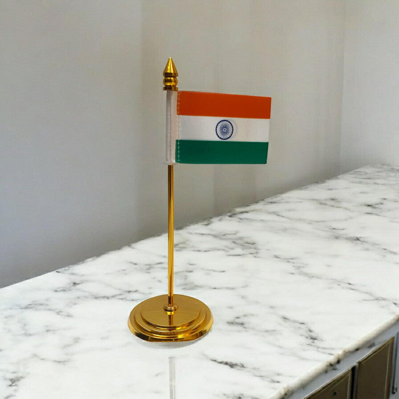 BRASS India National FLAG Memento Sculpture Home Office Desk Artwork Showpiece Rare  (3774)
