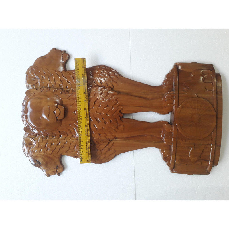 2 Feet LARGE Indian National Emblem Wall Plaque - Teak Wood - 3D Engraving Work (3778)