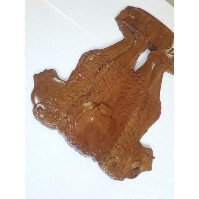 2 Feet LARGE Indian National Emblem Wall Plaque - Teak Wood - 3D Engraving Work (3778)