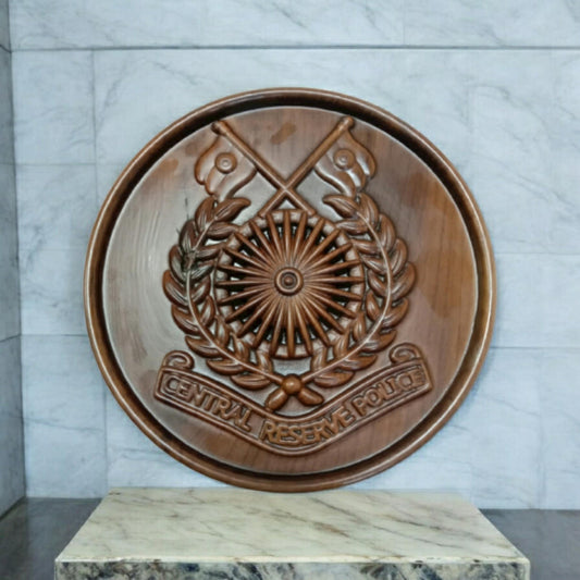 Central Reserve Police Force CRPF WOODEN Plaque - 12 Inches - 3D Engraving- Crest Badge Wall Décor (5413)