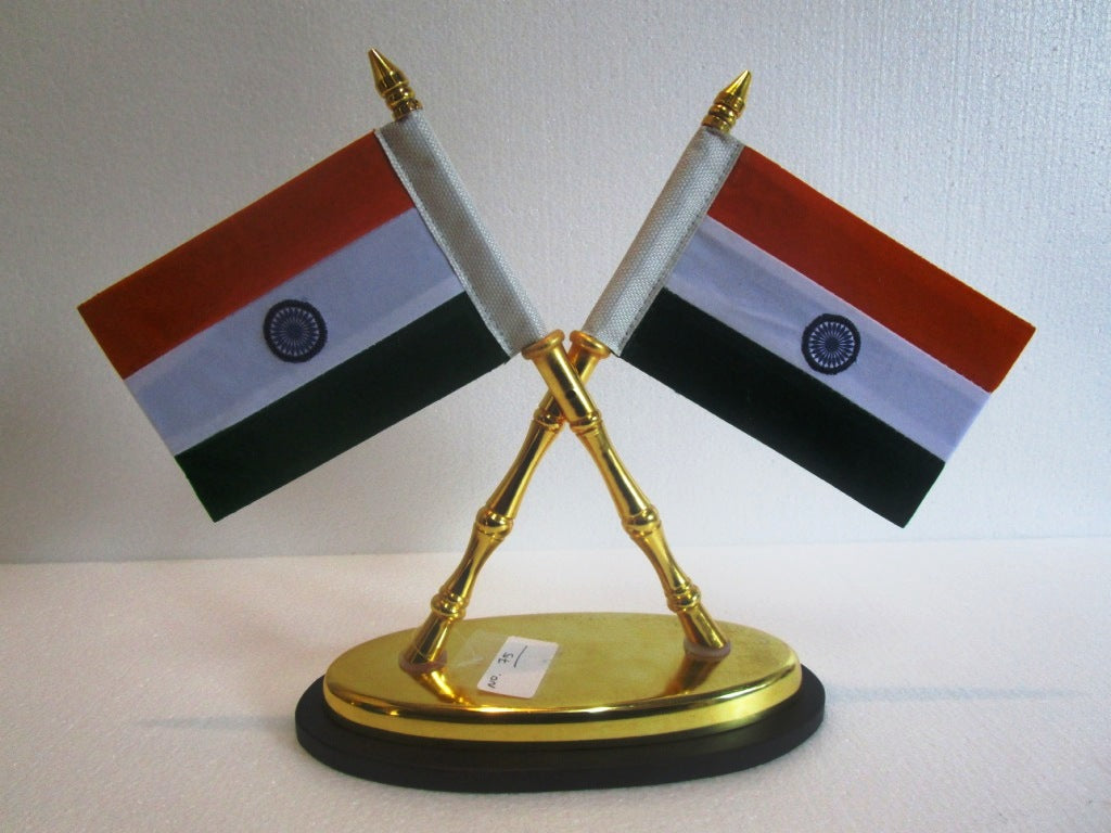 Indian NATIONAL Emblem with FLAG - BRASS - Republic of INDIA - Table Decor (75)