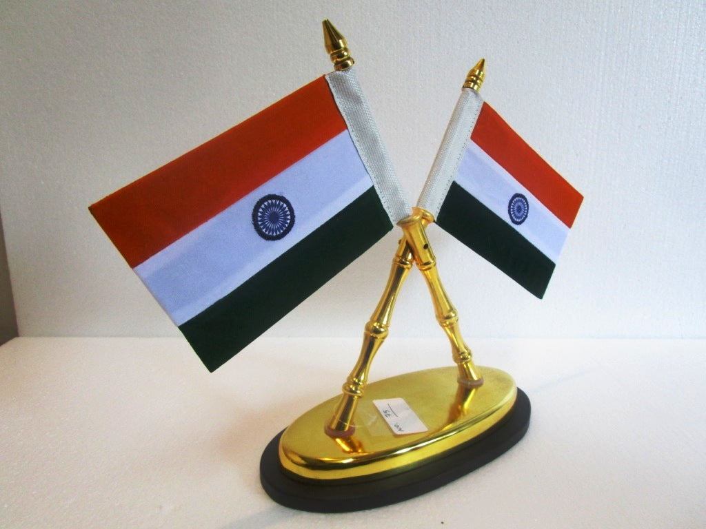 Indian NATIONAL Emblem with FLAG - BRASS - Republic of INDIA - Table Decor (75)