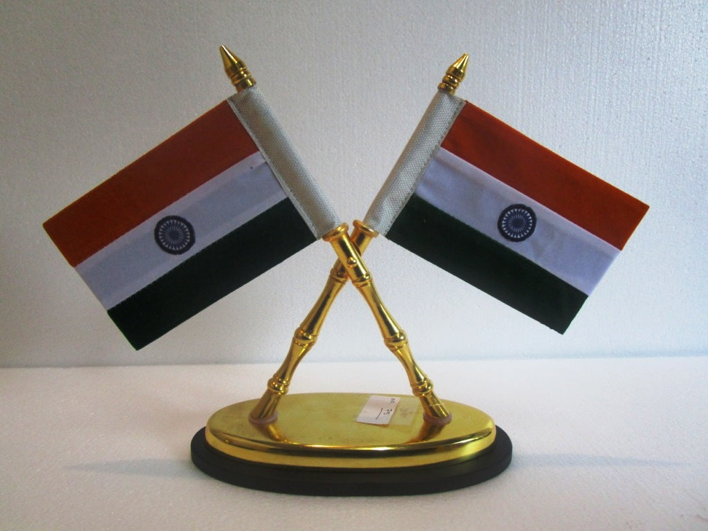 Indian NATIONAL Emblem with FLAG - BRASS - Republic of INDIA - Table Decor (75)