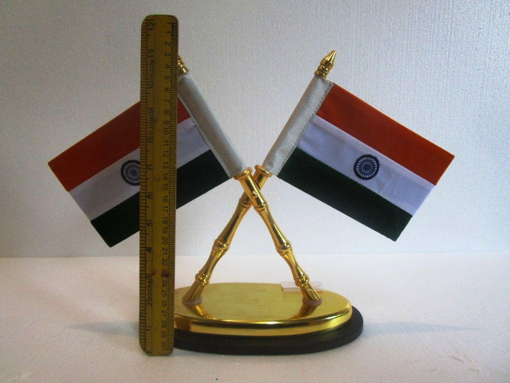 Indian NATIONAL Emblem with FLAG - BRASS - Republic of INDIA - Table Decor (75)