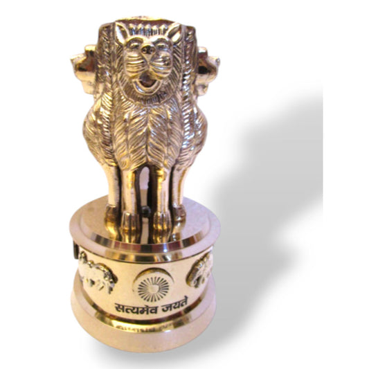 7" Brass Ashoka Stambh Emblem India Ashok Stambh Sculpture Home Office Desk (853)
